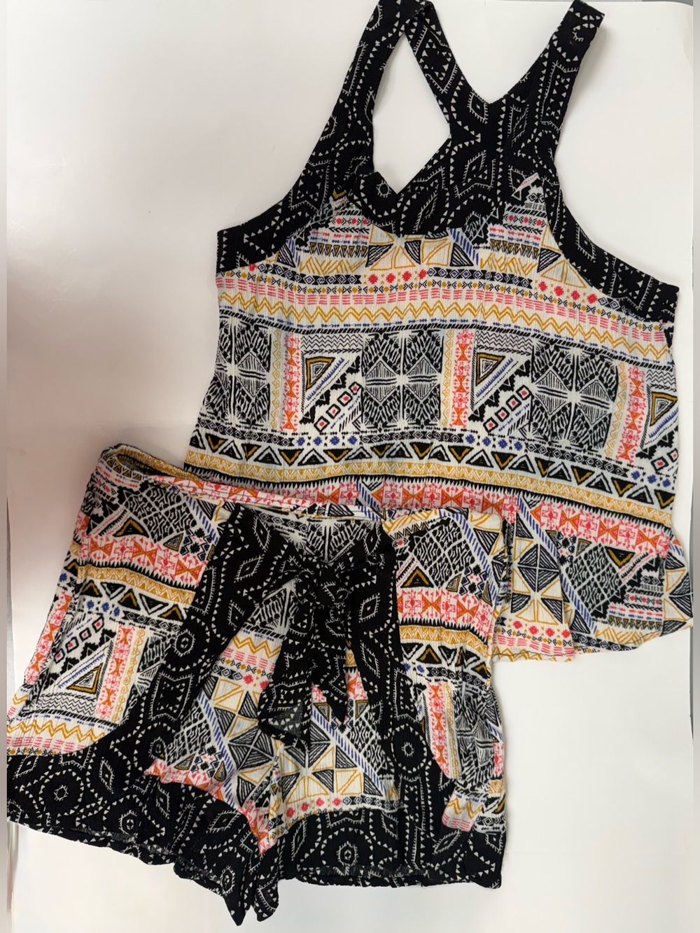 Xhilaration Tribal Print Tank & Shorts Set in Black, Gold, Coral, Blue